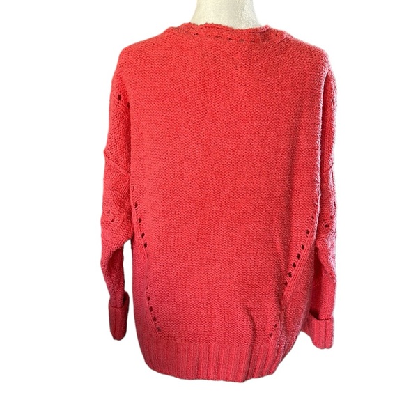 Anthropologie Pilcro coral oversized v neck knitted sweater soft cosy vacation M - Picture 6 of 6